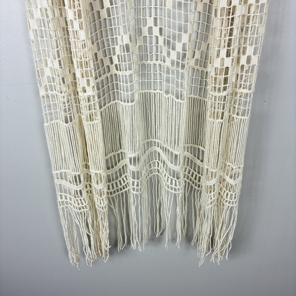 Womens Crochet Fringe Duster Vest Sz L Cowgirl Boho Western Hippie Festival - Picture 4 of 7